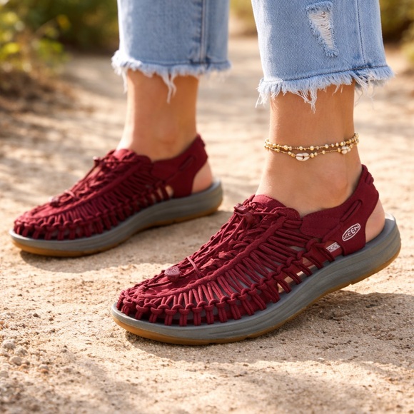 Keen Shoes - KEEN UNEEK Burgundy Cord Sandals Lightweight Comfort Outdoor Slip-On Shoes SZ 10